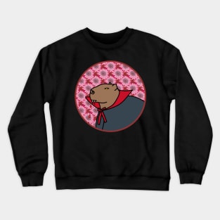 Portrait of a Halloween Horror Vampire Capybara Crewneck Sweatshirt